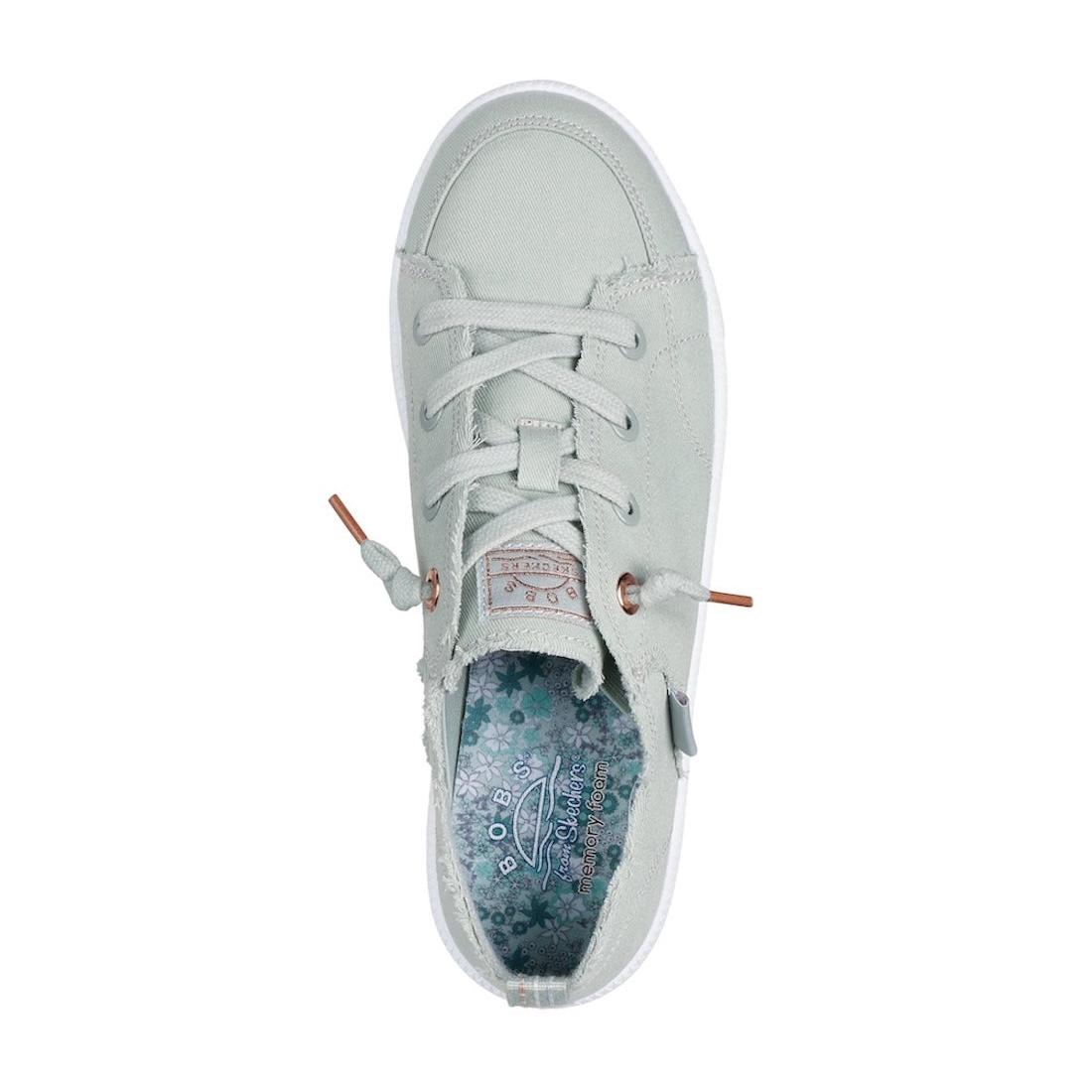 Skechers B Cute 2.0 Ladies Mint Textile Lace-Up Trainers, casual sneakers with floral insole, stylish and comfortable.