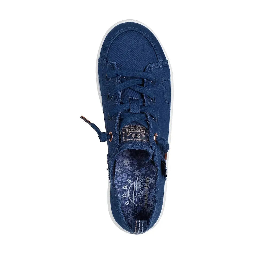 Skechers 114150 B Cute 2.0 Ladies Navy Vegan Slip-On Trainers with textile upper and casual sporty design.