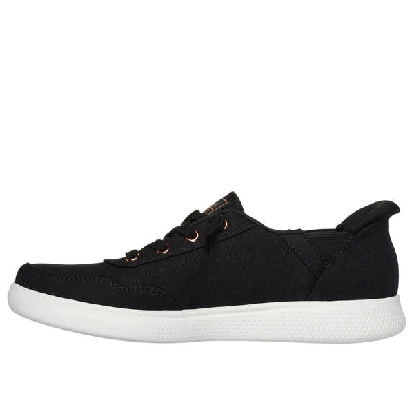 Skechers 114815 Bobs Skipper - Keep It Sweet Slip Ins Ladies Black Textile Vegan Lace Up Shoes-elevate your sole