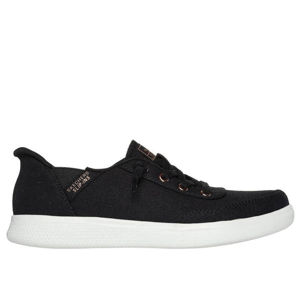 Skechers 114815 Bobs Skipper - Keep It Sweet Slip Ins Ladies Black Textile Vegan Lace Up Shoes-elevate your sole