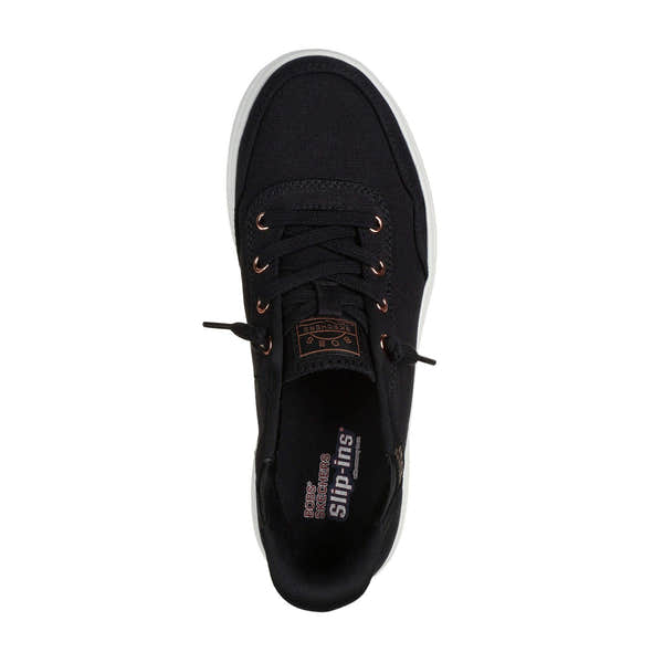 Skechers 114815 Bobs Skipper - Keep It Sweet Slip Ins Ladies Black Textile Vegan Lace Up Shoes-elevate your sole