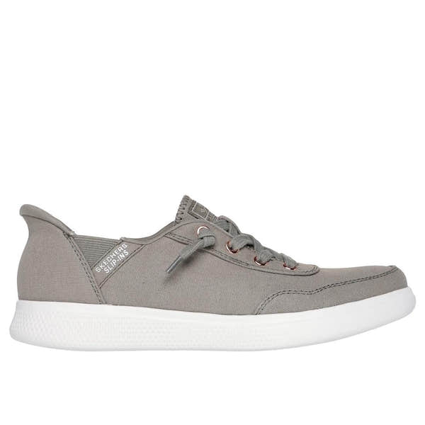 Skechers 114815 Skip Cute B Cute Sweet ladies' olive textile lace-up trainers with white sole, casual walking shoes.