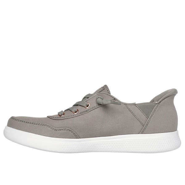 Skechers 114815 Skip Cute B Cute Sweet women's olive-textile lace-up trainers with white sole.