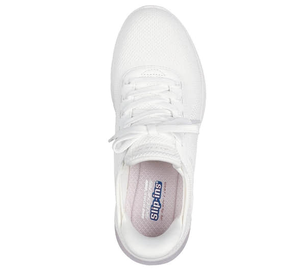 Skechers Bobs Arch Waves 2.0 women's off-white textile lace-up trainers with mesh upper and cushioned insoles.