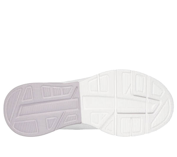 Skechers Bobs Arch Waves 2.0 women's off-white textile lace-up trainers with cushioned sole and flexible rubber outsole.