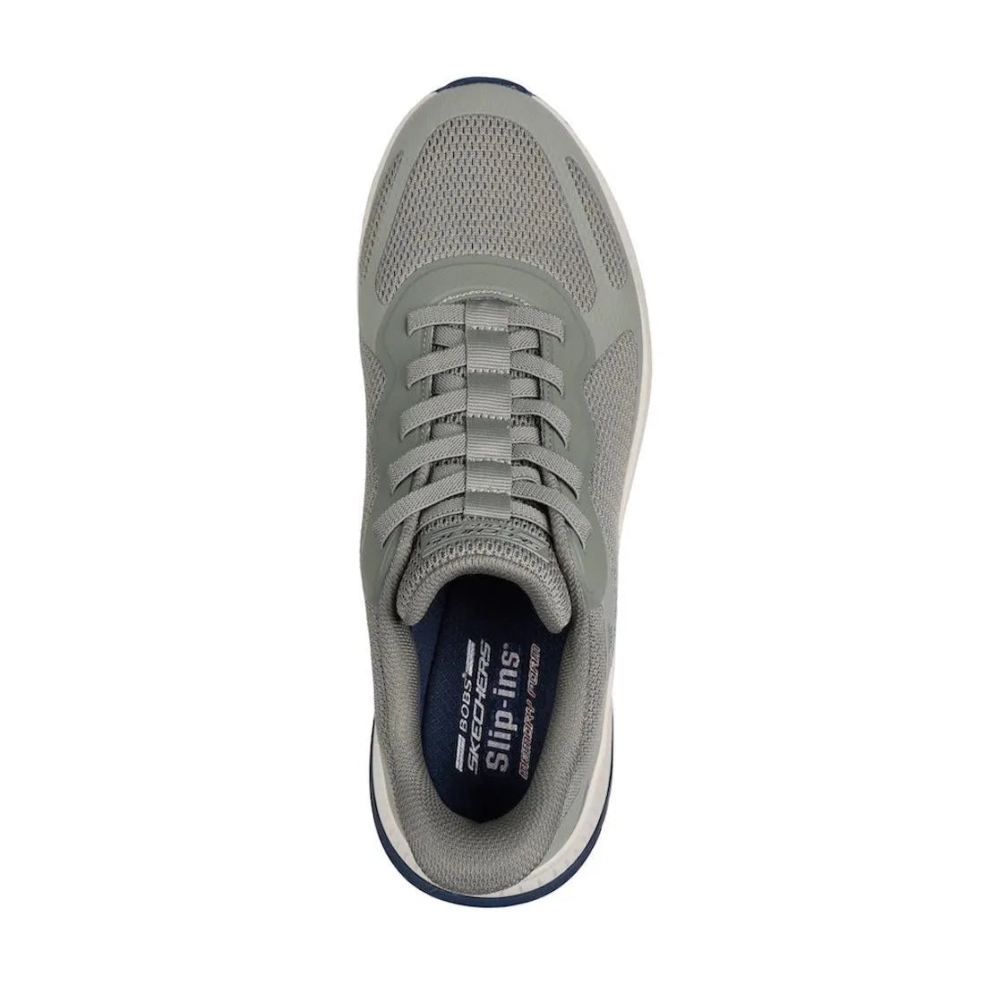 Skechers BOBS Squad 4 men's olive lace-up trainers with breathable mesh upper and cushioned interior.