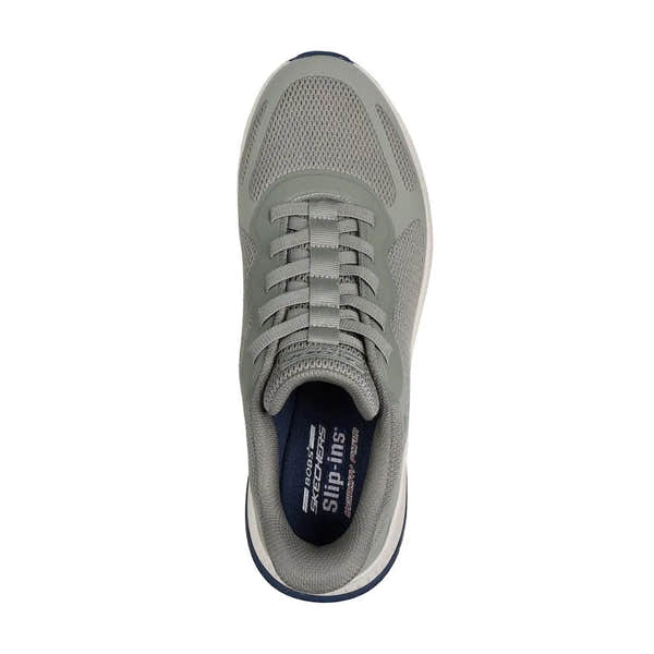 Skechers BOBS Squad 4 men's olive lace-up trainers with breathable mesh upper and cushioned interior.