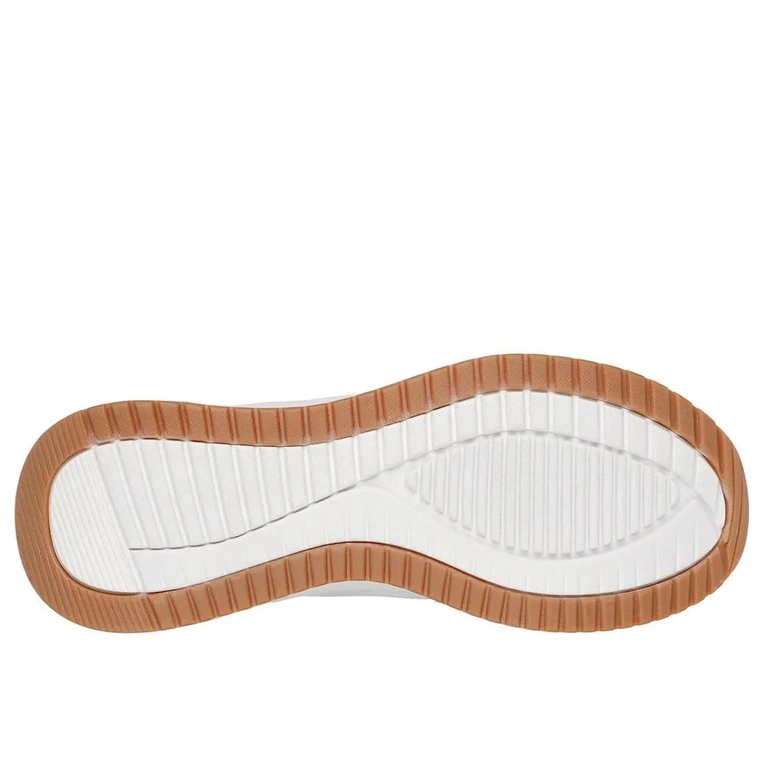 Skechers BOBS Squad 4 men's white lace-up trainers with rubber outsole and sleek design.