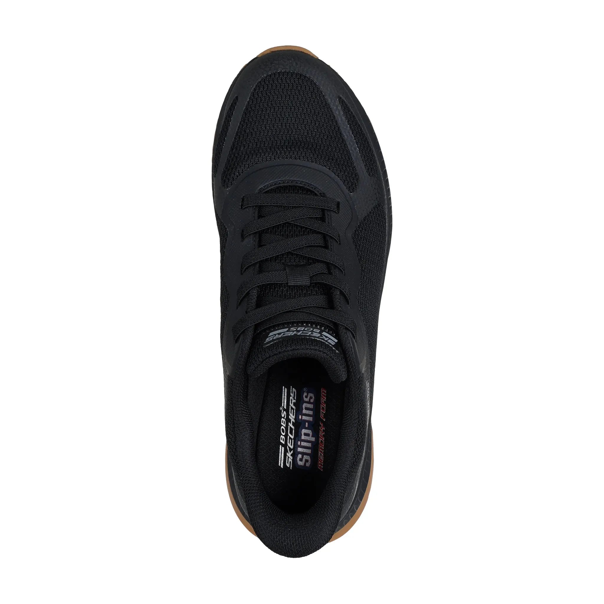 Skechers BOBS Squad 4 men's black slip-on trainers with breathable mesh upper and cushioned sole.