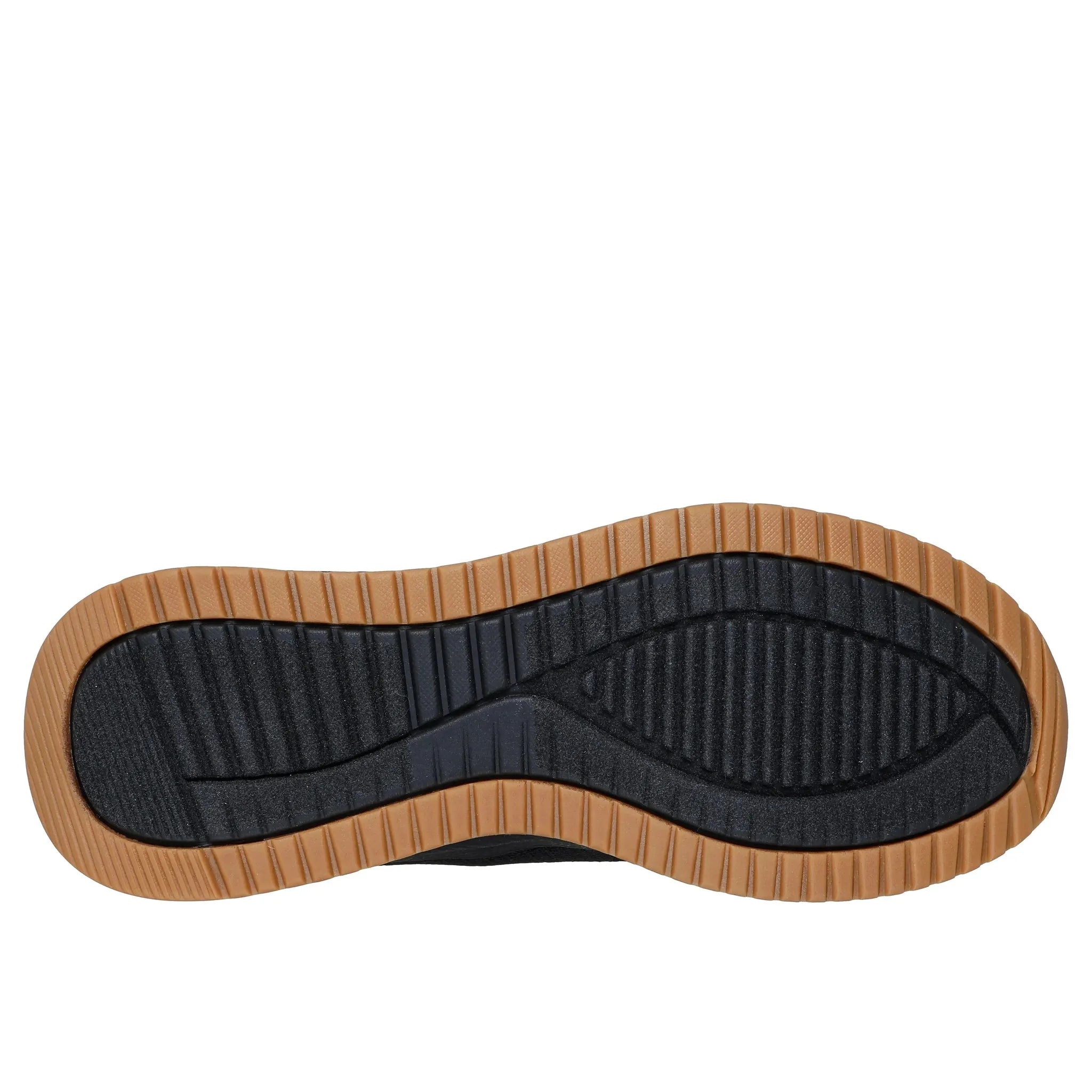 Skechers Bobs Squad 4 men's black slip-on trainers with rubber sole and cushioned insole.