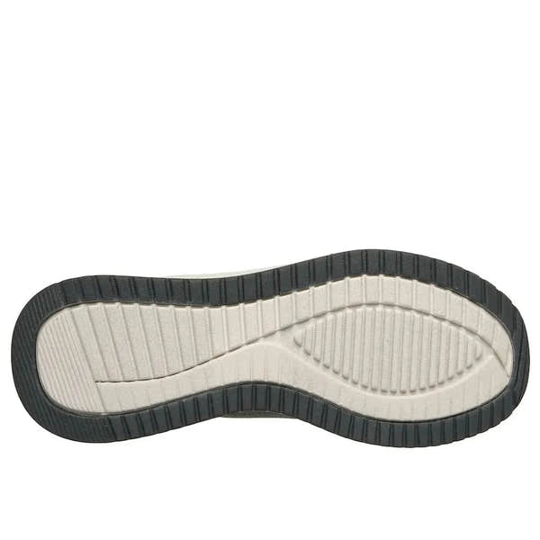 Skechers Bobs Squad 4 men's charcoal slip-on trainers with cushioned sole and textured tread, casual athletic footwear.