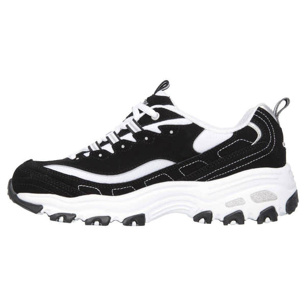 Skechers 11930 D'Lites Black White Lace Up Platform Trainers-elevate your sole