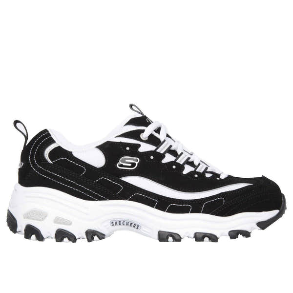 Skechers 11930 D'Lites Black White Lace Up Platform Trainers-elevate your sole