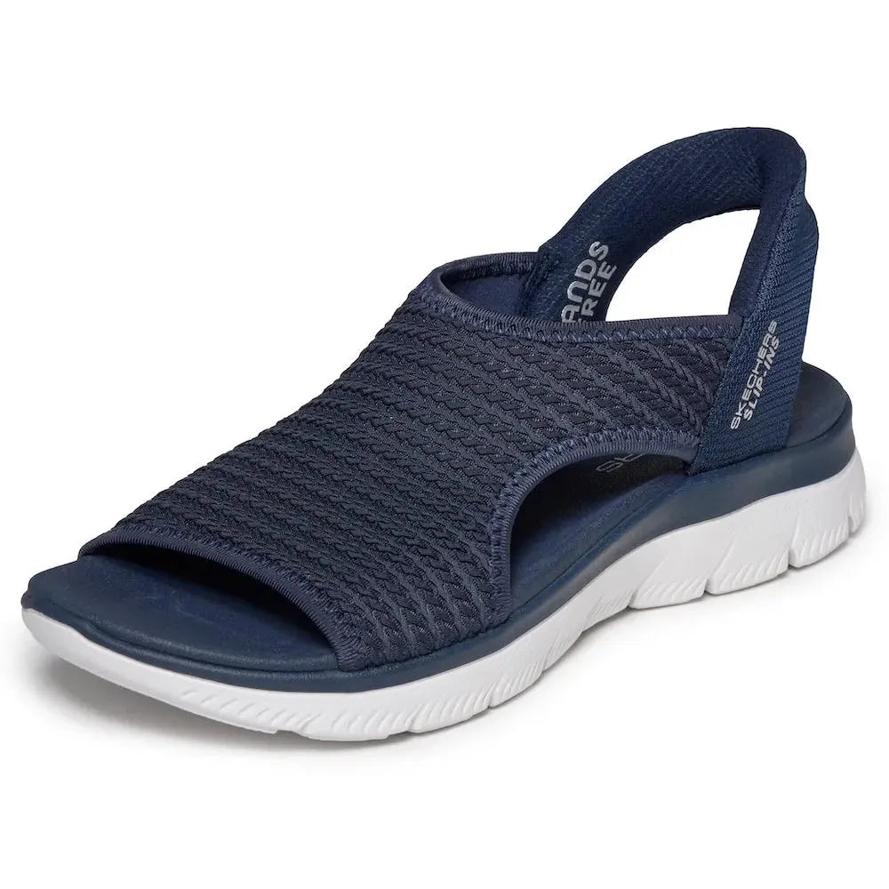 Skechers Summits Sandal Ladies Navy Textile Vegan Elasticated Slip-On Sandal with Cushioned Sole