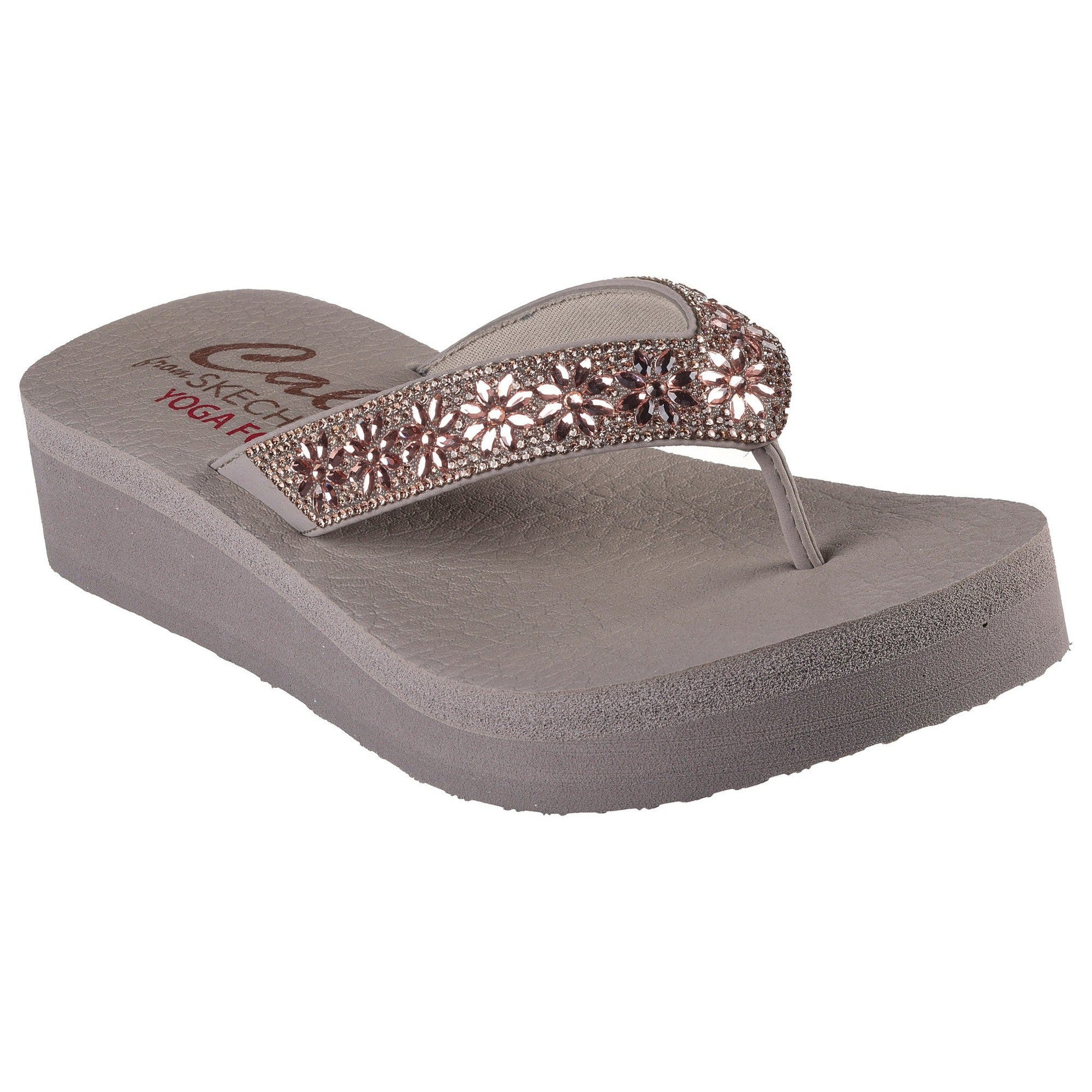 Skechers 119638 Vinyasa - Wild Daisies Ladies Taupe Vegan Sandals-elevate your sole