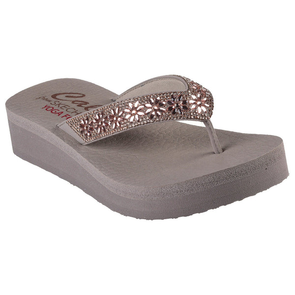 Skechers 119638 Vinyasa - Wild Daisies Ladies Taupe Vegan Sandals-elevate your sole