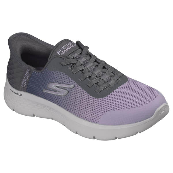 Skechers 124836 Go Walk Flex - Grand Entry Ladies Charcoal Textile Trainers, outer side view.