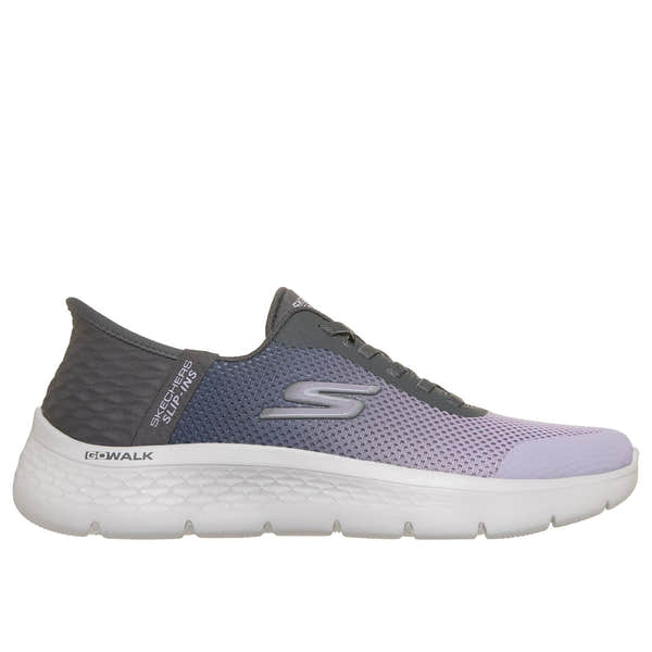 Skechers 124836 Go Walk Flex - Grand Entry Ladies Charcoal Textile Trainers, front three-quarter view.