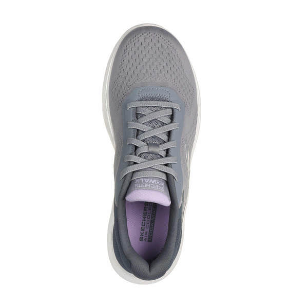 Skechers 125215 Go Walk 7 - Cosmic Waves Ladies Grey Lavender Textile Vegan Slip On Trainers-elevate your sole