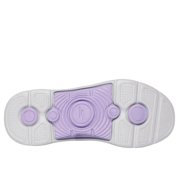 Skechers Go Walk Arch Fit 2.0 women's trainers with grey and lavender textile, arch support, lace-up design, and cushioned outsole.
