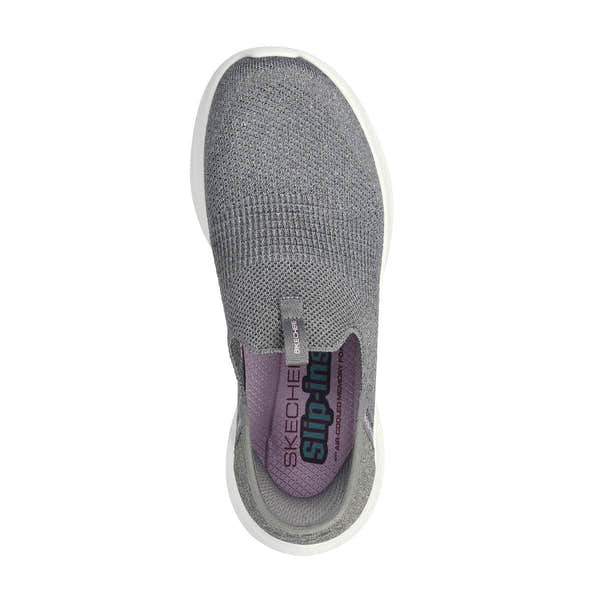 Skechers 149709 Ultra Flex 3.0M - Smooth Step Ladies Grey Textile Vegan Slip On Trainers-elevate your sole