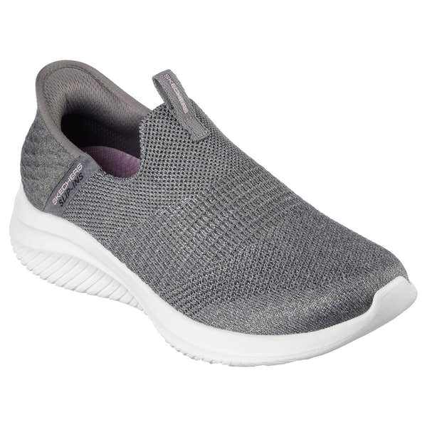 Skechers 149709 Ultra Flex 3.0M - Smooth Step Ladies Grey Textile Vegan Slip On Trainers-elevate your sole