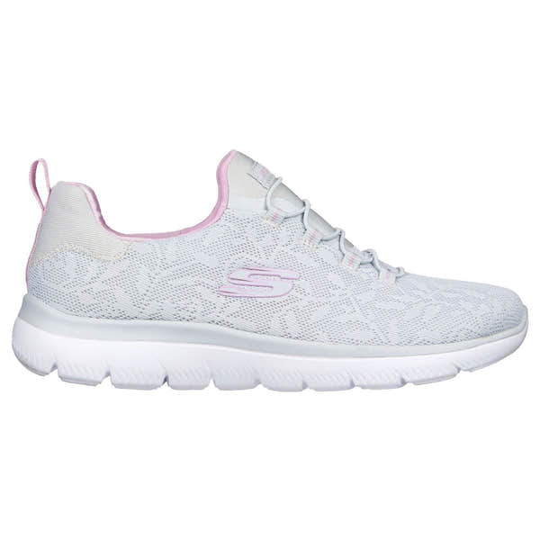 Skechers 149936 Summits Good Taste Ladies Light Grey And Lavender Textile Vegan Elasticated Trainers-elevate your sole