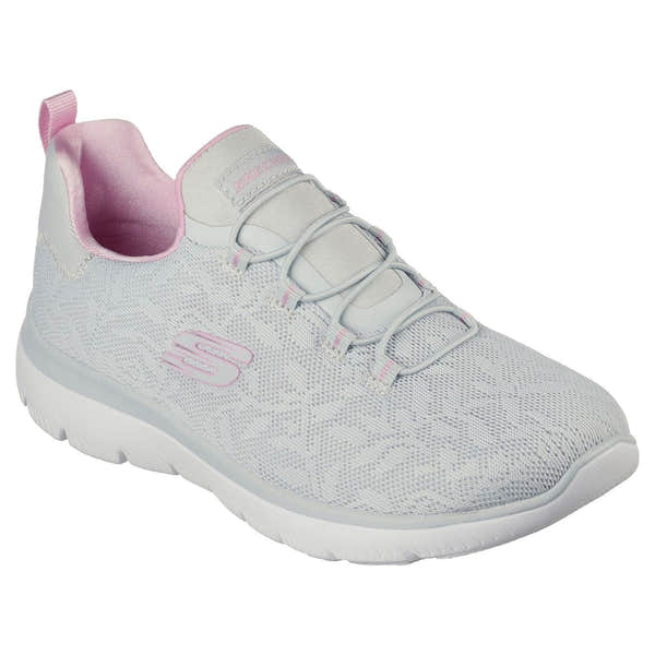 Skechers 149936 Summits Good Taste Ladies Light Grey And Lavender Textile Vegan Elasticated Trainers-elevate your sole