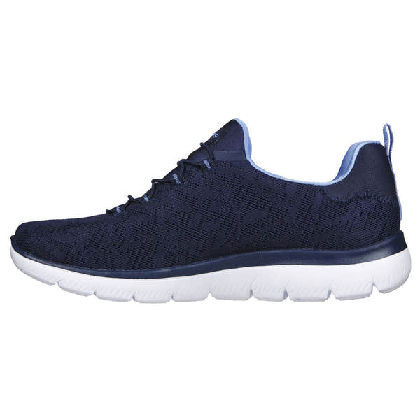 Skechers 149936 Summits Good Taste Ladies Navy Blue Textile Vegan Elasticated Trainers-elevate your sole