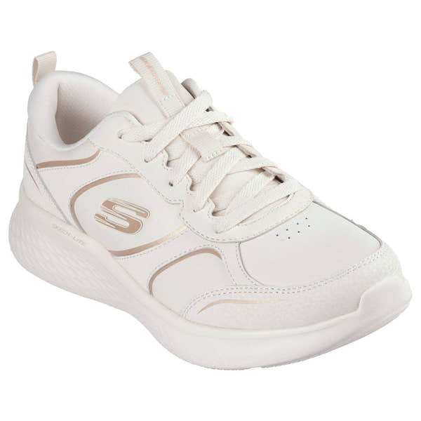 Skechers 150049 Skech-Lite Pro-Sleek Ladies Natural Gold Leather Lace Up Trainers-elevate your sole