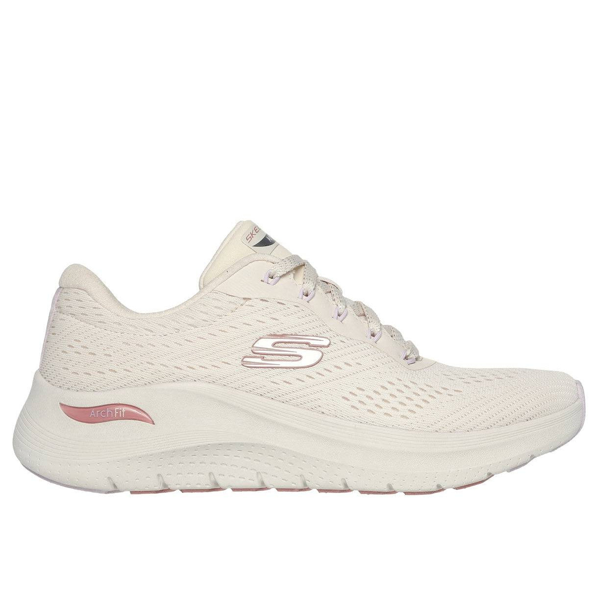 Skechers 150051 Arch Fit 2.0 - Big League Ladies Natural Multi Textile Vegan Arch Support Lace Up Trainers-elevate your sole