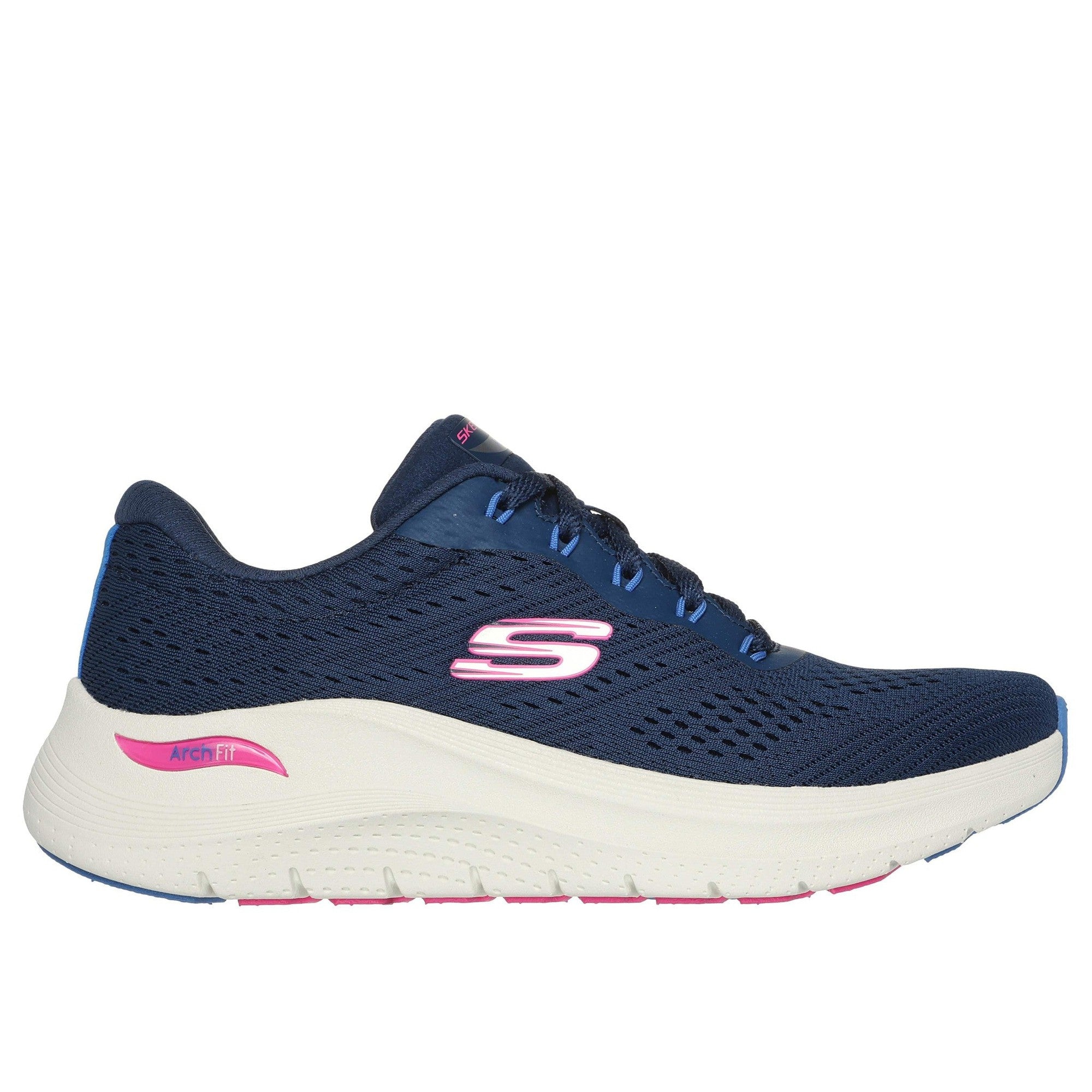 Skechers 150051 Arch Fit 2.0 - Big League Ladies Navy Multi Textile Vegan Arch Support Lace Up Trainers-elevate your sole