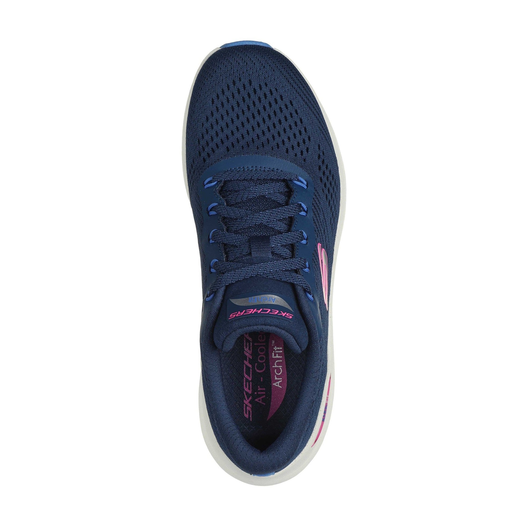 Skechers 150051 Arch Fit 2.0 - Big League Ladies Navy Multi Textile Vegan Arch Support Lace Up Trainers-elevate your sole