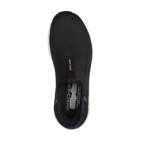Skechers 150099 D'lux Walker 2.0-Happy Step Slip Ins Ladies Black Pink Textile Vegan Slip On Trainers-elevate your sole