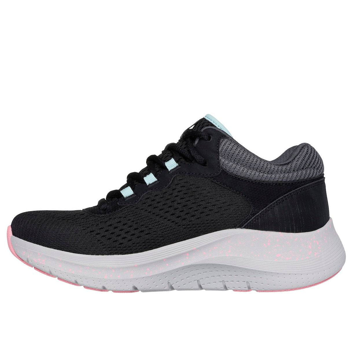 Skechers 150194 Arch Fit 2.0-Rainy Days Ladies Black Multi Textile Waterproof Vegan Arch Support Lace Up Ankle Boots-elevate your sole