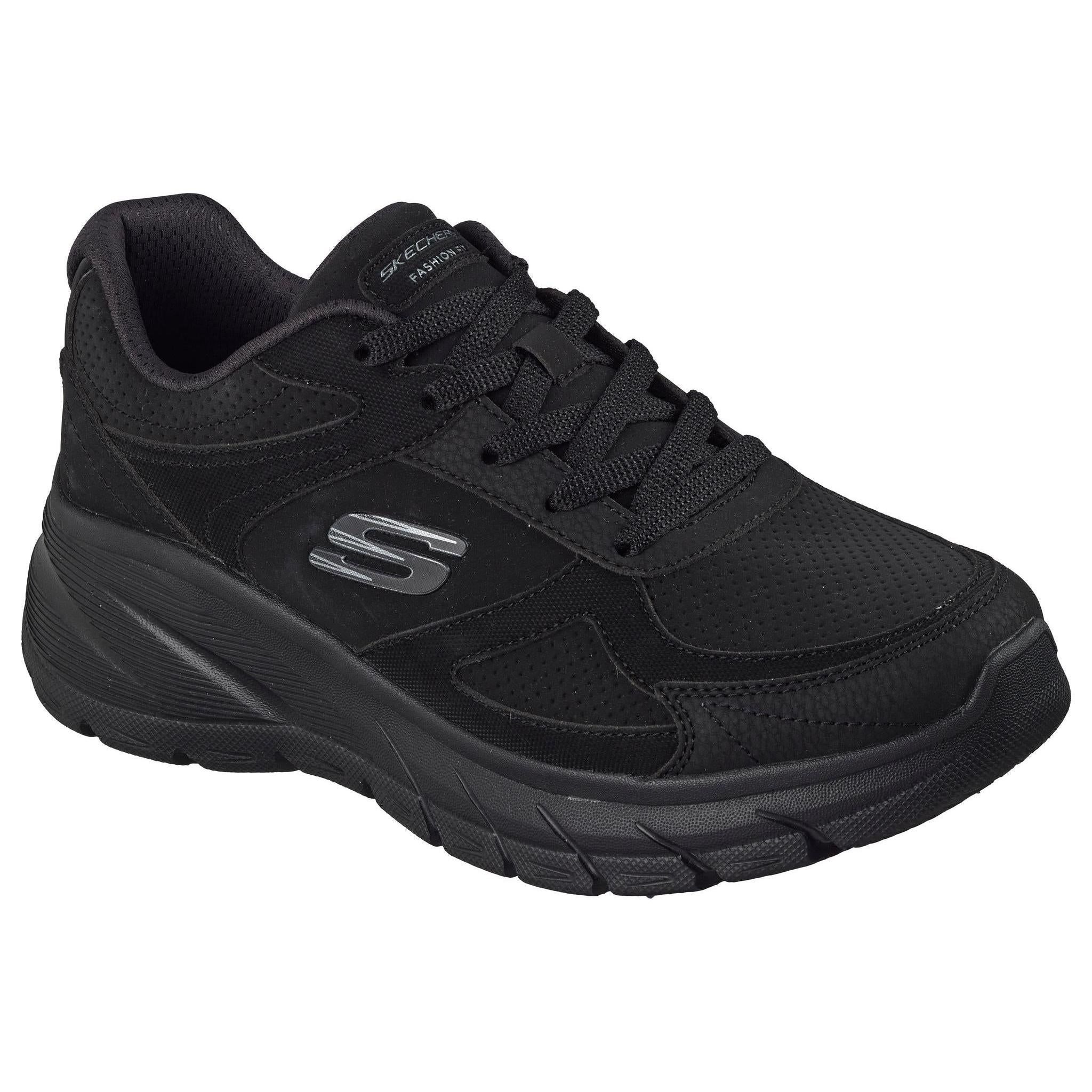 Skechers 150386 Fashion Fit 2.0 - Vintage Ris Ladies Black Shoes, outer side view.