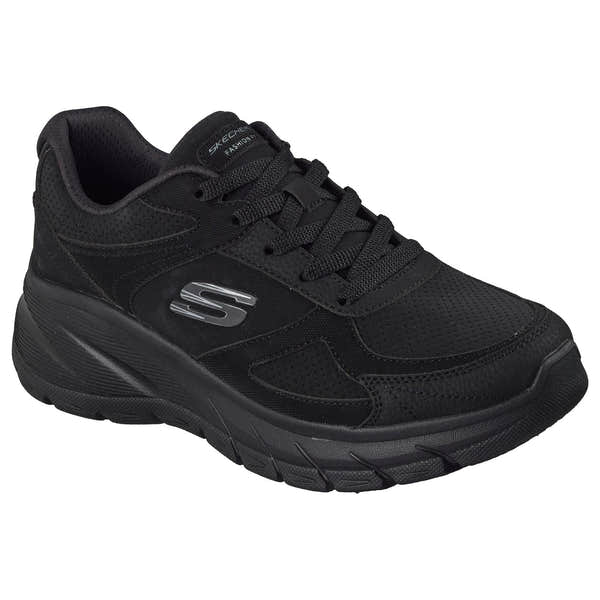 Skechers 150386 Fashion Fit 2.0 - Vintage Ris Ladies Black Shoes, outer side view.