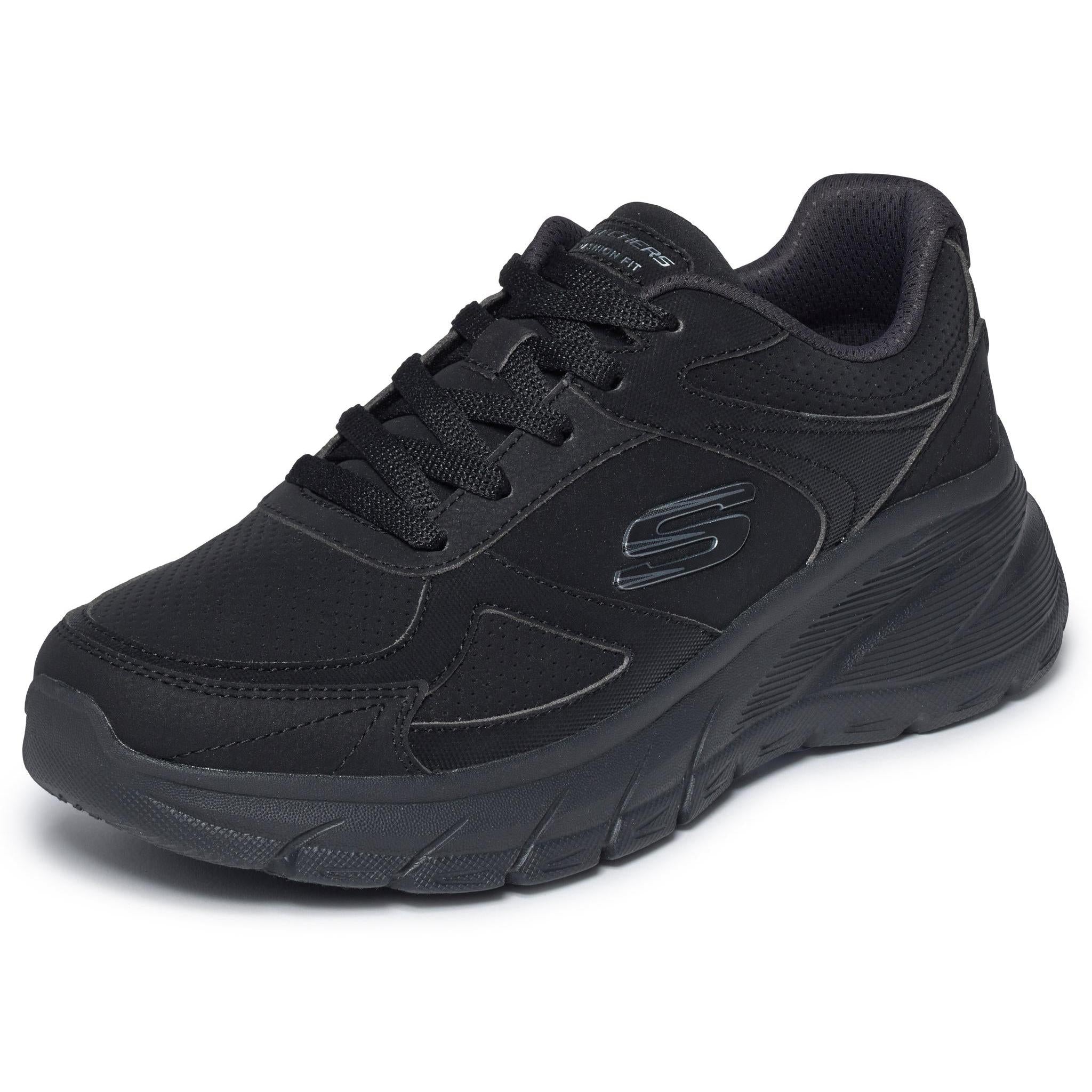 Skechers 150386 Fashion Fit 2.0 - Vintage Ris Ladies Black Shoes, left side view.