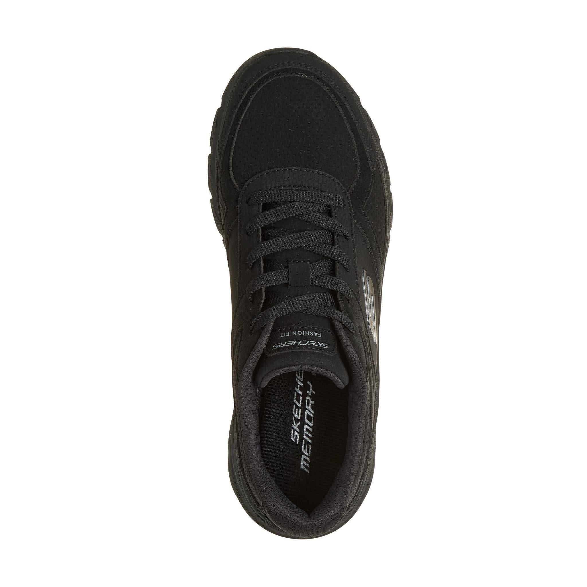 Skechers 150386 Fashion Fit 2.0 - Vintage Ris Ladies Black Shoes, insole and footbed view.