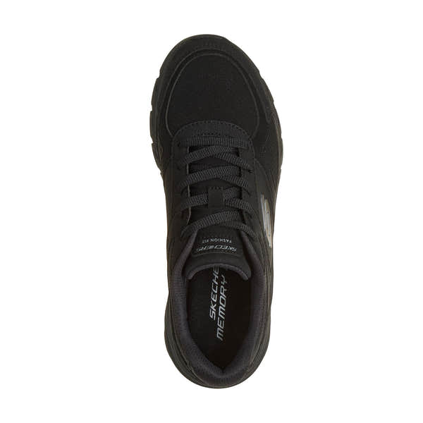 Skechers 150386 Fashion Fit 2.0 - Vintage Ris Ladies Black Shoes, insole and footbed view.