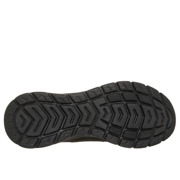 Skechers 150386 Fashion Fit 2.0 - Vintage Ris Ladies Black Shoes, sole and tread view.