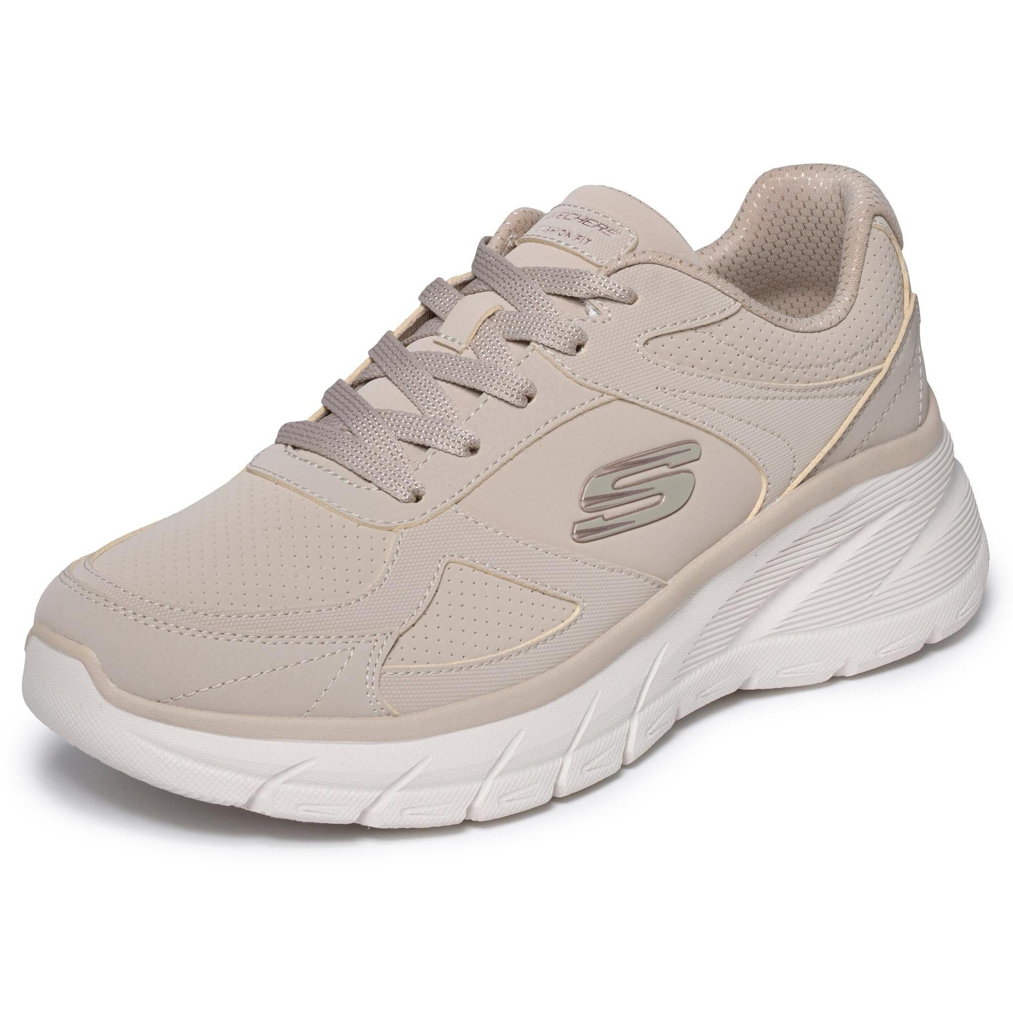 Skechers 150386 Fashion Fit 2.0 - Vintage Ris Ladies Taupe Shoes, left side view.