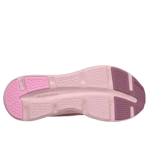 Light Pink Skechers Glide Step Glide Atlus ladies vegan lace-up trainers with cushioned sole and textured outsole.