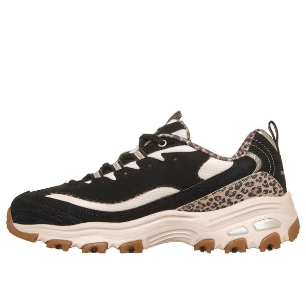 Skechers 150877 D'Lites-Wild Charm Ladies Black Textile Shoes, inner side view.