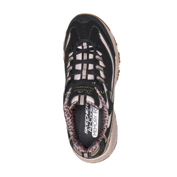 Skechers 150877 D'Lites-Wild Charm Ladies Black Textile Shoes, insole and footbed view.