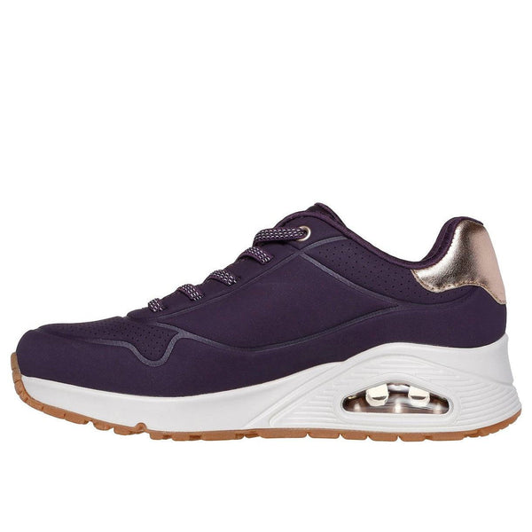 Skechers 155196 Uno - Shimmer Away Ladies Dark Purple Lace Up Trainers-elevate your sole