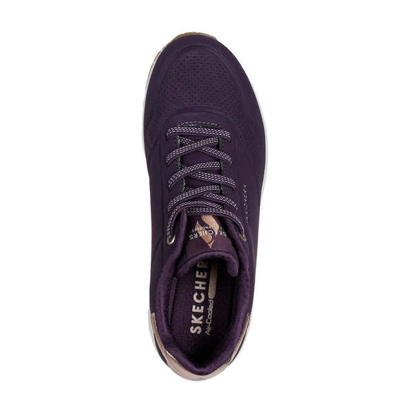 Skechers 155196 Uno - Shimmer Away Ladies Dark Purple Lace Up Trainers-elevate your sole