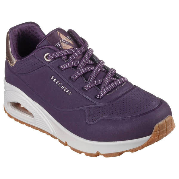 Skechers 155196 Uno - Shimmer Away Ladies Dark Purple Lace Up Trainers-elevate your sole