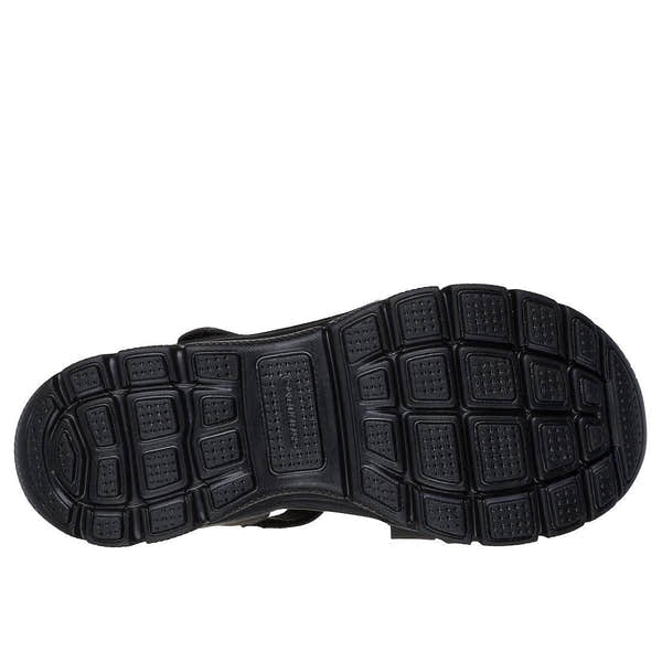 Skechers Easy Going All Day Chic Ladies Black Vegan Touch Fastening Sandals with cushioned sole and slip-on design.