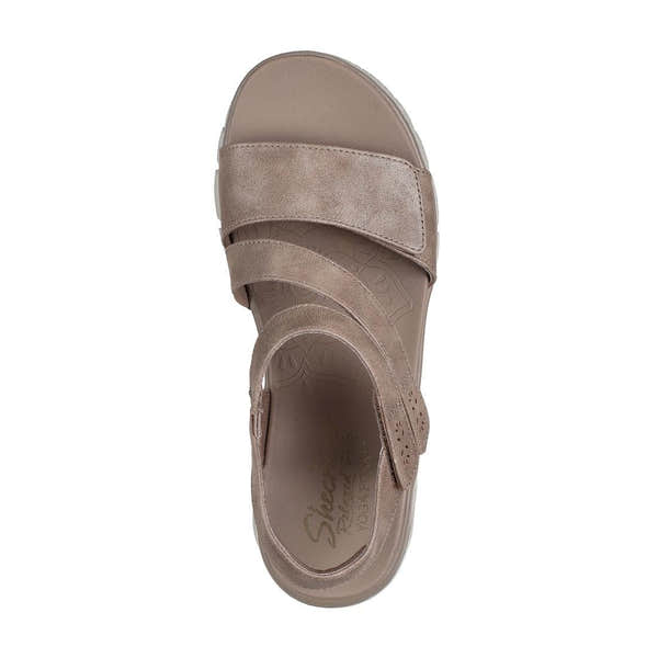 Skechers Easy Going Ladies Taupe Vegan Touch Fastening Sandals, slip-on, supportive, comfortable summer footwear.